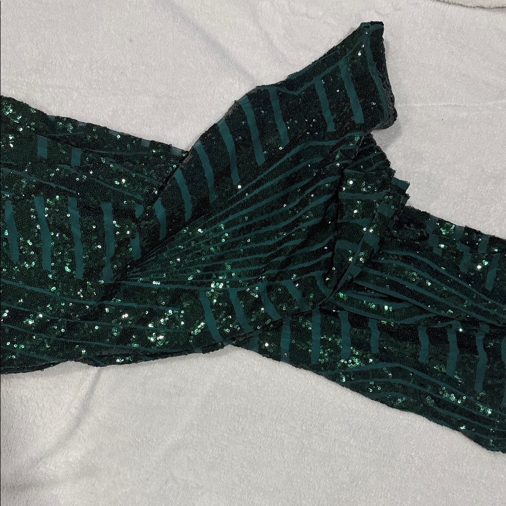 Green Sequin Patterned Pants NWT - image 3